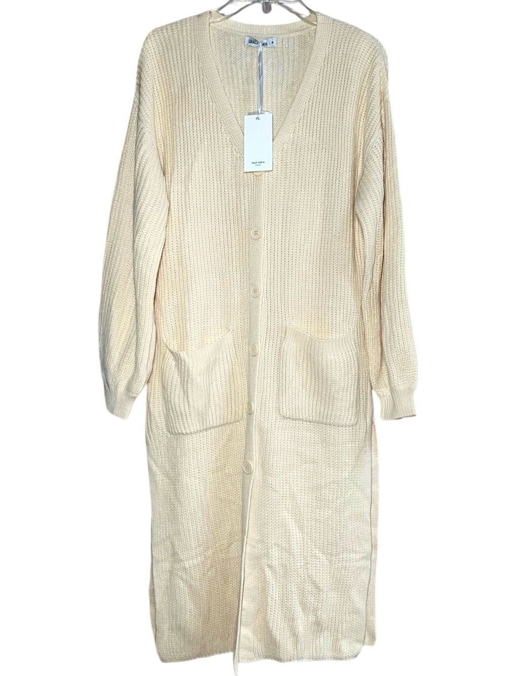 Grace Karin Long Cardigan in Cream Women’s M